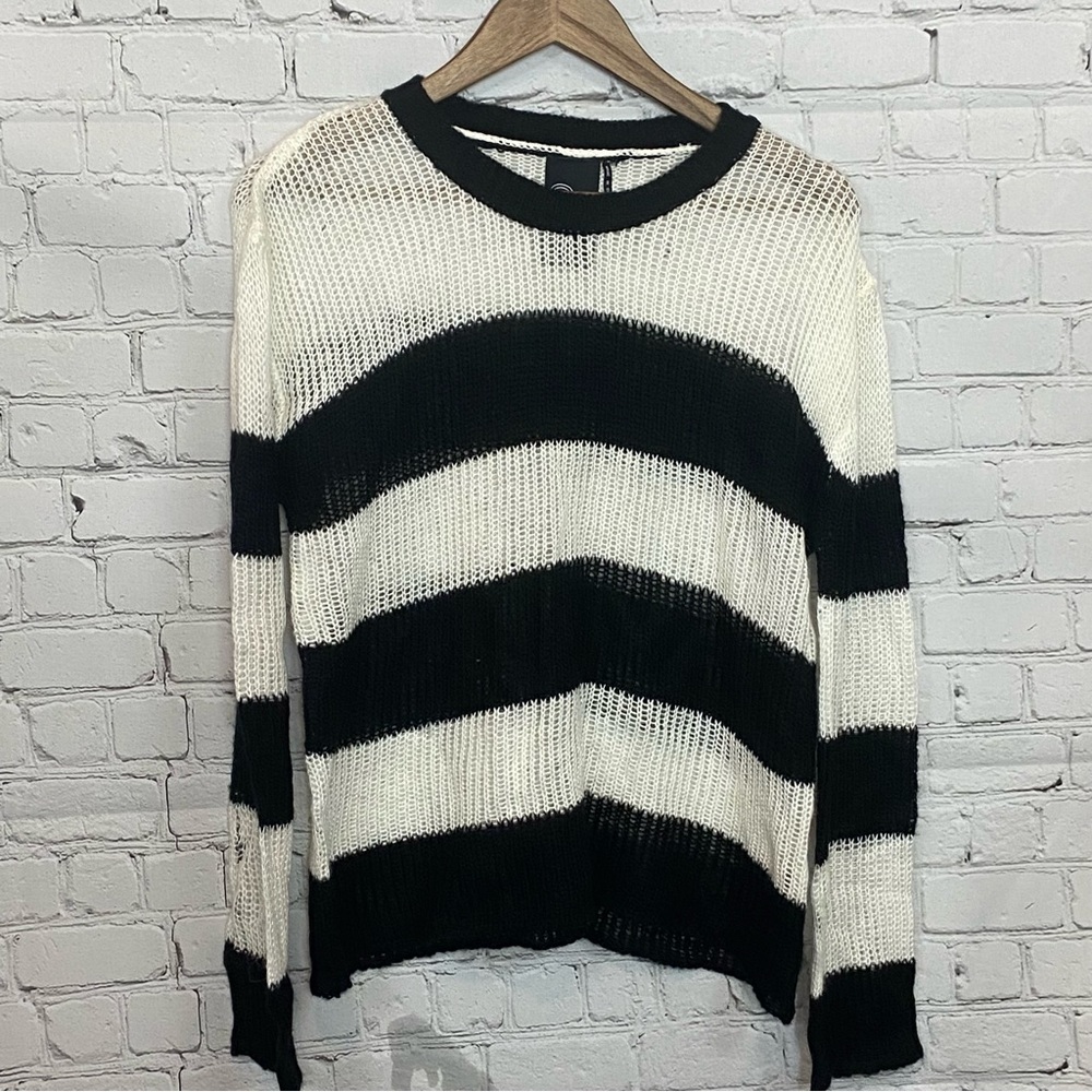 A+ro sheer black and white striped sweater